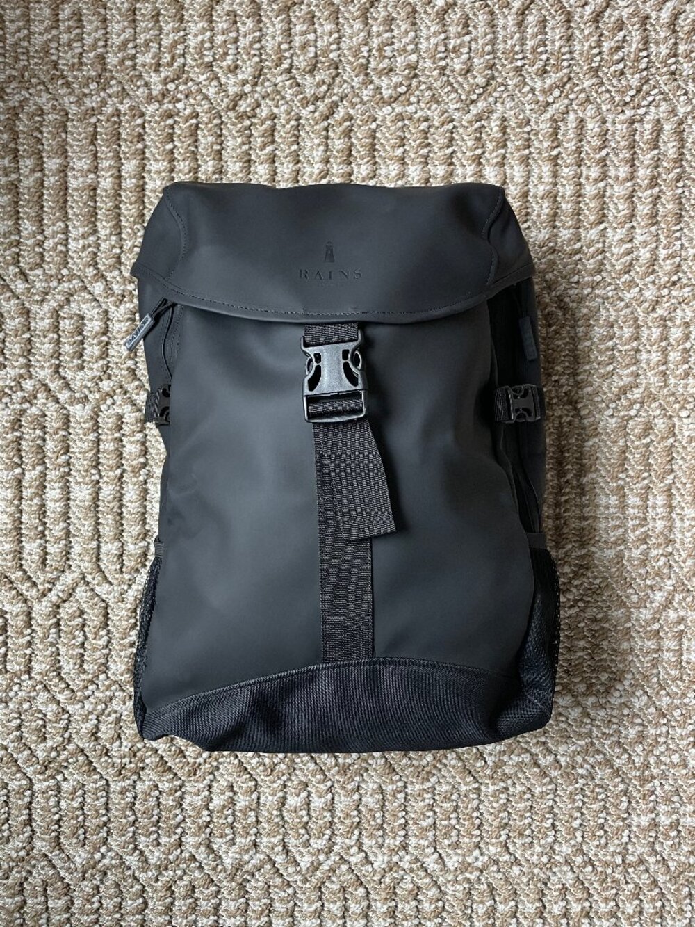 RAINS Runner Black Bag 1222 Waterproof Backpack